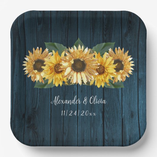 ブルース素朴ンフラワー結婚の紙プレート ペーパープレート (正面)