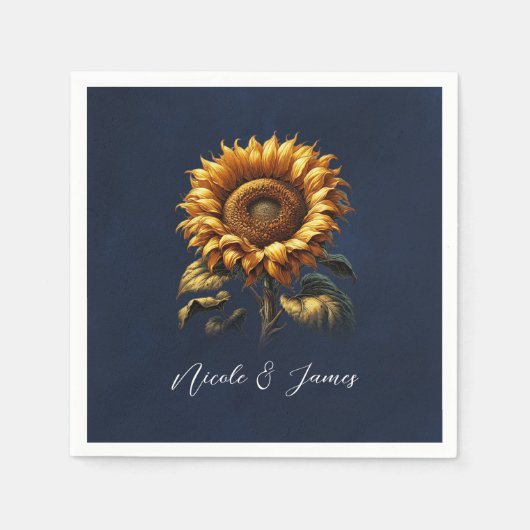 ブルース素朴ンフラワー結婚ズブライダルシャワー スタンダードカクテルナプキン (正面)