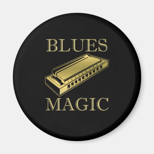 ブルース魔法楽器ハーモニカミュージックサウンドギフト マグネット (正面)