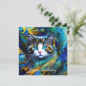 ブルース・アンド・ゴールズの美しい神秘的な猫誕生日 (スタンド正面)