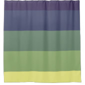 ブルース+グリーンのカラーブロックストライプ シャワーカーテン (正面)