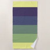 ブルース+グリーンのカラーブロックストライプ ビーチタオル (正面)