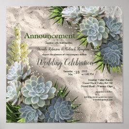 ブルース&グリーン淡い色の発表の多肉的な色合い ポスター