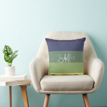 ブルース+グリーン色ブロックストライプモノグラム名