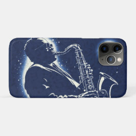 ブルース ジャズ サックス プレーヤー ポップアート ミュージシャン 音符 iPhone 11 PROケース