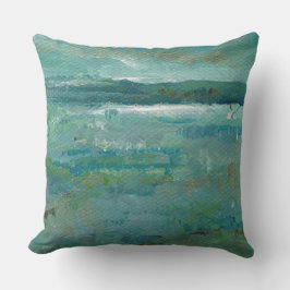 ブルース&ティール（緑がかった色）抽象芸術抽象芸術ビーチコースタルテ クッション