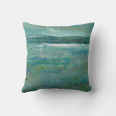 ブルース&ティール(緑がかった色)抽象芸術抽象芸術ビーチ沿岸 クッション (裏面)