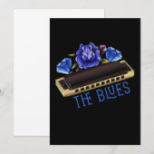 ブルース ハーモニカ ミュージック サウンド アコースティック ジャズ ギフト 招待状 (正面/裏面)