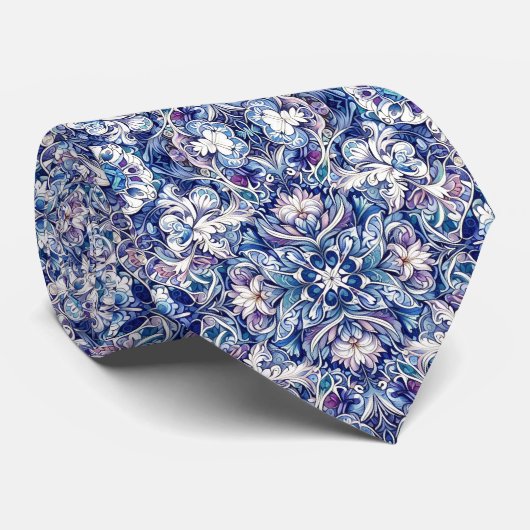 ブルース、紫と白のフローラと旋回パターン ネクタイ (ロール)