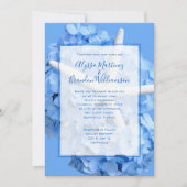ブルーズを誘うシーサイドガーデン結婚カップル 招待状 (正面)