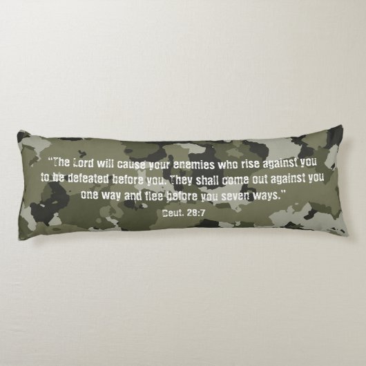 ブルーズオブイエズグリーン迷彩柄パーソナライズされた祈りの言葉体 ボディピロー (裏面)