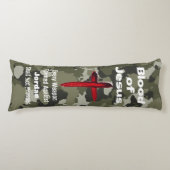 ブルーズオブイエズグリーン迷彩柄パーソナライズされた祈りの言葉体 ボディピロー (正面)