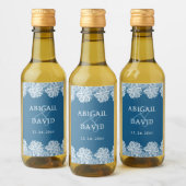 ブルーズミニ結婚にホワイトレース ワインラベル (ボトル)