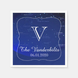 ブルーズ結婚ナプキンに星座 スタンダードカクテルナプキン