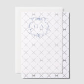 ブルーズ結婚モノグラムクレストオーバーレイ結婚ズ ベラム紙招待状 (オフセット (招待状))
