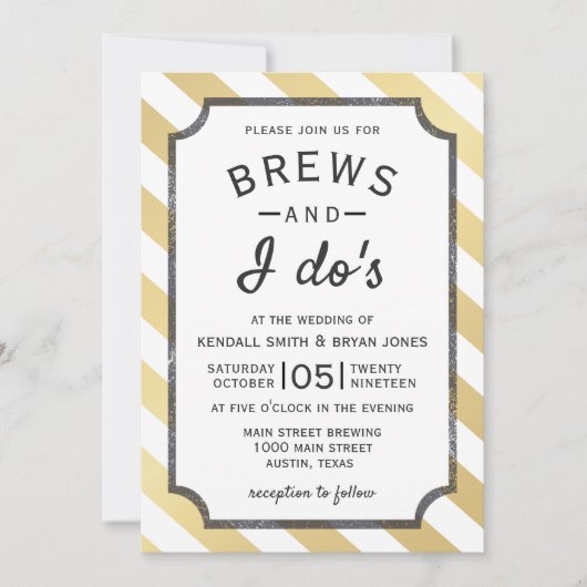 ブルーズ アンド アイ デュースのブルワリー テーマの結婚式招待状 招待状 (正面)