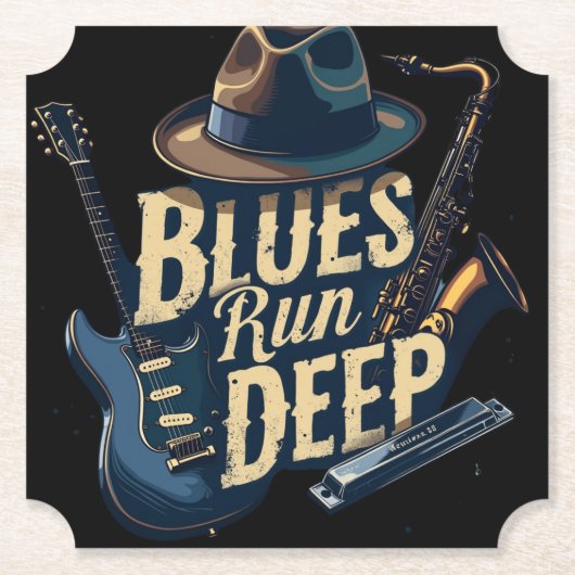 ブルーズ ミュージック レトロ エステティック ヴィンテージ ジャズ ペーパーコースター (正面)