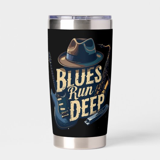 ブルーズ ミュージック レトロ エステティック ヴィンテージ ジャズ 保温保冷タンブラー (背面)