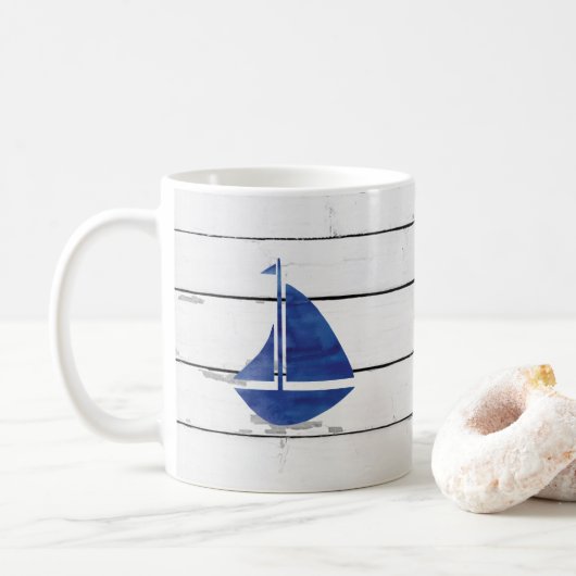 ブルーセイボートシ航海のプラップ素朴 コーヒーマグカップ (ドーナツ)