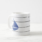 ブルーセイボートシ航海のプラップ素朴 コーヒーマグカップ (正面左)