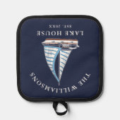 ブルーセイルズボート航海の名前をカスタムするレイクハウス 鍋敷き (正面)