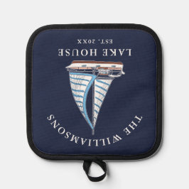 ブルーセイルズボート航海の名前をカスタムするレイクハウス 鍋敷き