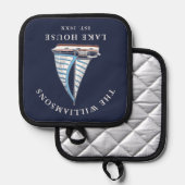 ブルーセイルズボート航海の名前をカスタムするレイクハウス 鍋敷き (正面/裏面)