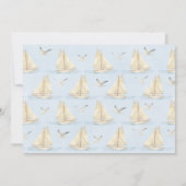 ブルーセイルボート写真1歳の誕生日にセーリング 招待状 (裏面)