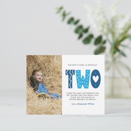 ブルーセカンドバースデーありがとうはがき ポストカード (スタンド正面)