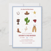 ブルーセカンドロデオカウボーイ子供の誕生日招待状 招待状 (正面)