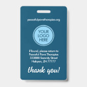 ブルーセラピー動物カスタムの写真ID バッジ (裏面)