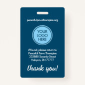 ブルーセラピー動物カスタムの写真ID バッジ (裏面)