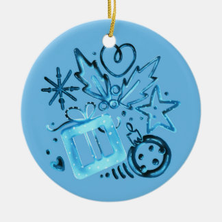 ブルーセラミッククリスマスオーナメント ギフト セラミックオーナメント