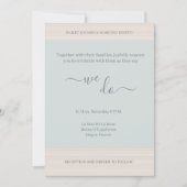 ブルーセージエレガント我々は木目の穀物ストライプの結婚の 招待状 (正面)