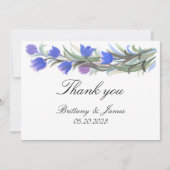 ブルーセージグリーンの野生の花の結婚式 サンキューカード (正面)