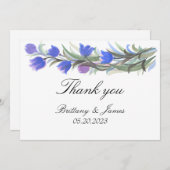ブルーセージグリーンの野生の花の結婚式 サンキューカード (正面/裏面)