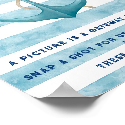 ブルーセーラ航海のーベビーシャワーゲストブックサイン ポスター (角)