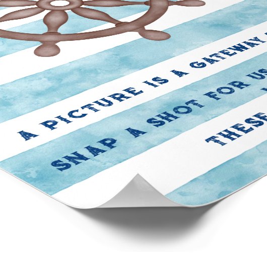 ブルーセーラ航海のーベビーシャワーゲストブックサイン ポスター (角)