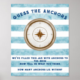 ブルーセーラ航海のー水彩赤ちゃんシャワーゲーム ポスター