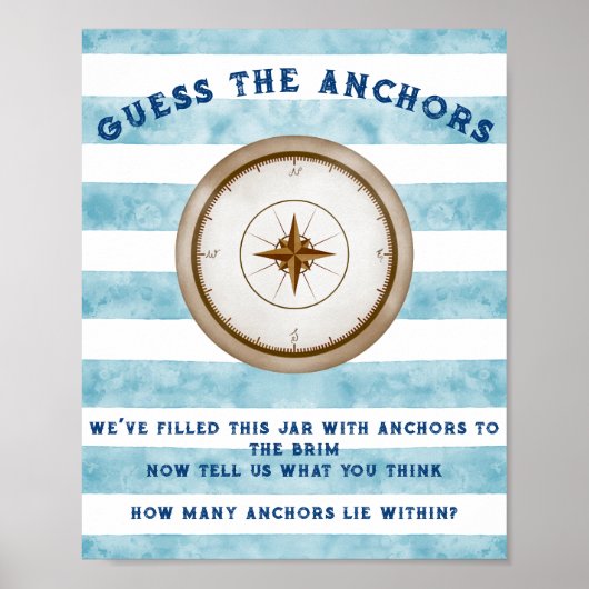 ブルーセーラ航海のー水彩赤ちゃんシャワーゲーム ポスター (正面)