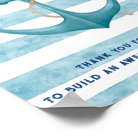 ブルーセーラ航海のー水彩赤ちゃんシャワーブック ポスター (角)