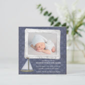 ブルーセーリングボートスターズボーイフォト誕生のお知らせ 案内状 (スタンド正面)