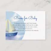 ブルーセーリングボートベビーシャワーブックベビー エンクロージャーカード (正面)