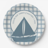 ブルーセーリングボートボーイ航海のベビーシャワー ペーパープレート (正面)