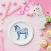 ブルーゼブラパーティープレート ペーパープレート (パーティー)