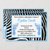 ブルーゼブラベビーシャワー招待状 招待状 (正面/裏面)