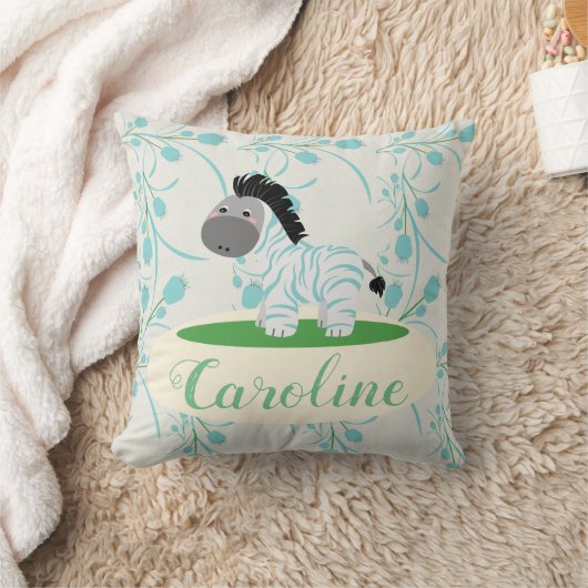 ブルーゼブラベビー子供部屋枕 クッション (ブランケット)