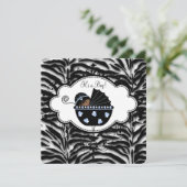 ブルーゼブラ男の赤ちゃんシャワー 招待状 (スタンド正面)