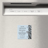 ブルーゼブラ&フラワーベビーシャワー日を保存 マグネット (インサイチュ (食洗機))