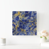 ブルーソダライトのクローズアップ スクエア壁時計 (ホーム)